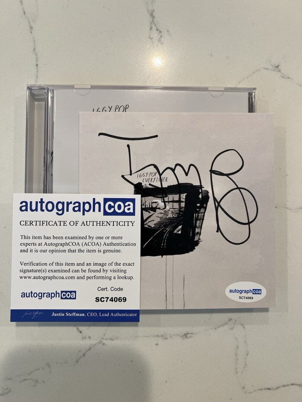 Iggy Pop COA Every Loser CD and a Signed Insert Autographed Auto ACOA #4